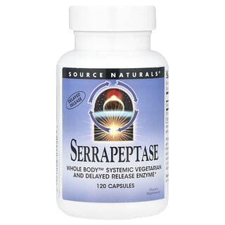 Source Naturals, Serrapeptaza, 120 000 SPU, 120 kapsułek (60 000 SPU na kapsułkę)