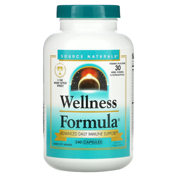 سورس ناتورالز‏, Wellness Formula، تركيبة لدعم المناعة للاستخدام اليومي، 240 كبسولة