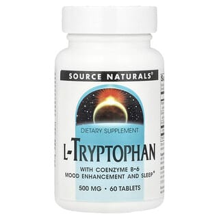 Source Naturals, L-Triptofano com Coenzima B-6, 500 mg, 60 Comprimidos