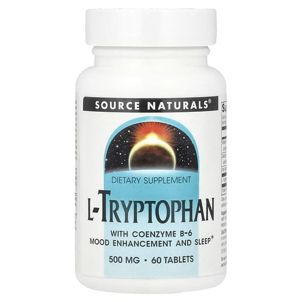 Source Naturals, 코엔자임 B-6가 포함된 L-트립토판, 500 mg, 60 타블렛