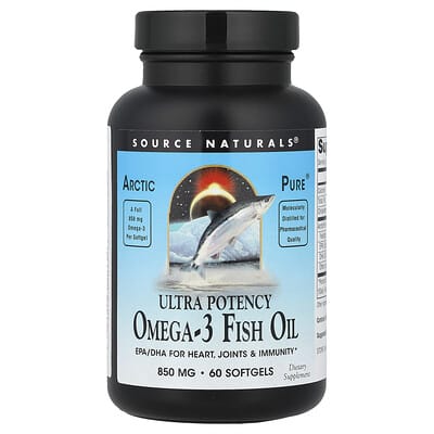 Source Naturals, Arctic Pure®, Ultra Potency Omega-3 Fish Oil, 850 mg, 60 Softgels