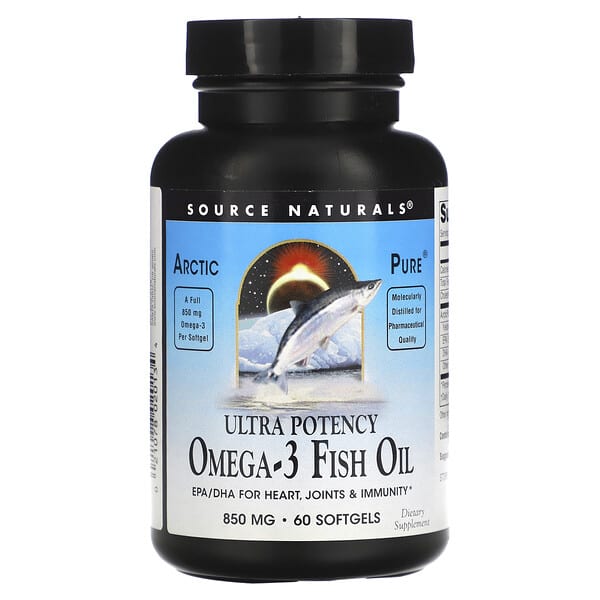 Source Naturals, Arctic Pure, Omega-3 Fish Oil, Ultra Potency, 850 mg, 60 Softgels