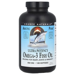 Source Naturals, Arctic Pure® Omega-3 Fish Oil, ultrapotencja, 850 mg, 120 miękkich kapsułek