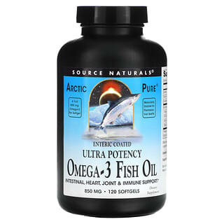 Source Naturals, Arctic Pure, ultramoc, olej rybny z omega-3, 850 mg, 120 miękkich kapsułek