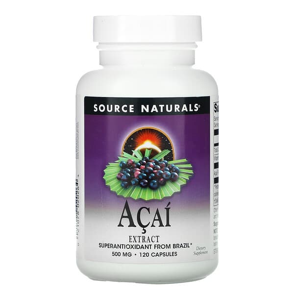 Source Naturals, Extrait d'açaï, 500 mg, 120 capsules