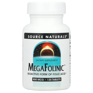 Source Naturals, MegaFolinic ™, 800 мкг, 120 таблеток
