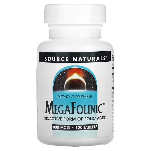 Source Naturals, MegaFolinic, 800 мкг, 120 таблеток