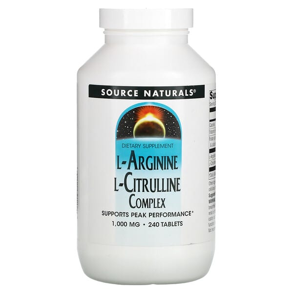Source Naturals, L-Arginine L-Citrulline Complejo, 1,000 mg, 240 Comprimidos