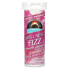 Source Naturals, Иммуностимулирующее средство Wellness Fizz, со вкусом натуральных ягод, 10 пластинок