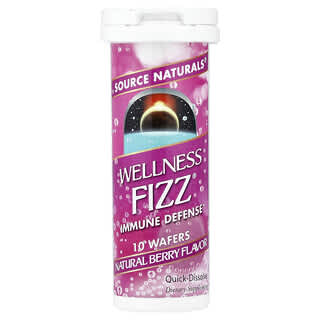 Source Naturals, Wellness Fizz, 면역 방어, 천연 베리, 웨이퍼 10개