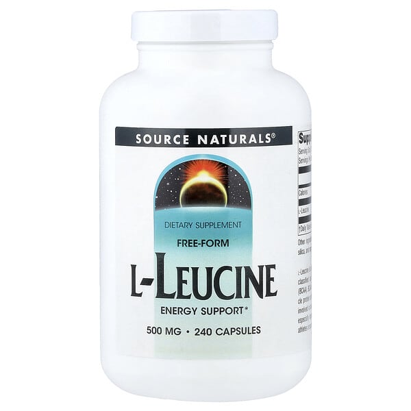Source Naturals, 유리형 L-류신, 500mg, 캡슐 240정