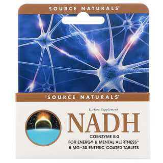 Source Naturals, ثنائي نوكليوتيد النيكوتين والأدنين المختزل، مساعد الإنزيم ب-3، 5 مجم، 30 قرصاً
