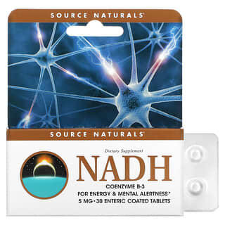 Source Naturals, ثنائي نوكليوتيد النيكوتين والأدنين المختزل، مساعد الإنزيم ب-3، 5 مجم، 30 قرصاً