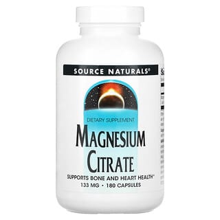 Source Naturals, Acide citrique et magnésium, 133 mg, 180 capsules