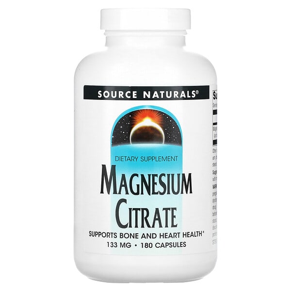 Source Naturals, Citrato de magnesio, 133 mg, 180 Cápsulas