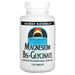 Source Naturals, Bis-Glicinato de Magnésio, 120 Comprimidos