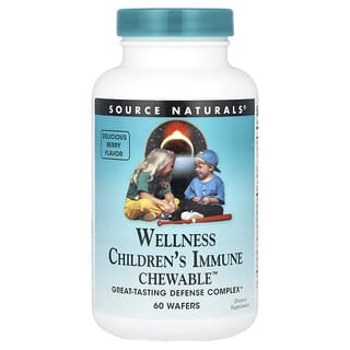 سورس ناتورالز‏, Wellness Children's Immune Chewable ™ ، بنكهة التوت ، 60 قطعة ويفر