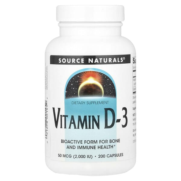 Vitamin D-3, 50 mcg (2000 IU), 200 Capsules