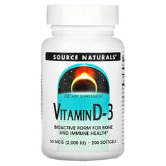 Source Naturals, Vitamin D-3, 2.000 IE, 200 weiche Gelkapseln
