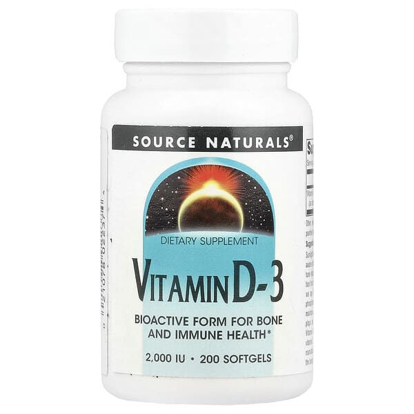 Source Naturals Vitamin D-3, 50 mcg (2000 IU), 200 Softgels