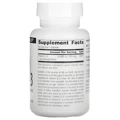Source Naturals, Vitamin D-3, 125 mcg (5,000 IU), 120 Capsules