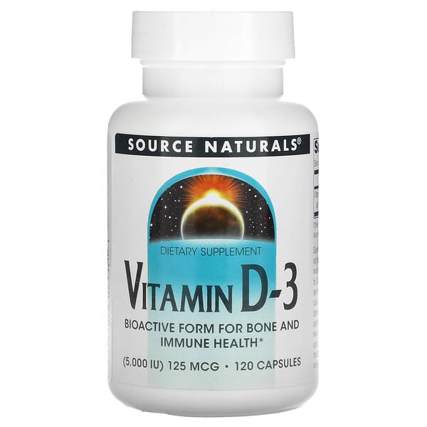 Source Naturals, вітамін D3, 5000 МО, 120 капсул