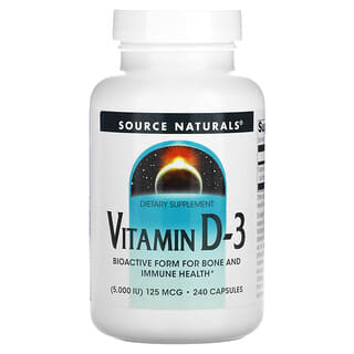 Source Naturals, ビタミン D-3、5,000 IU、240 錠