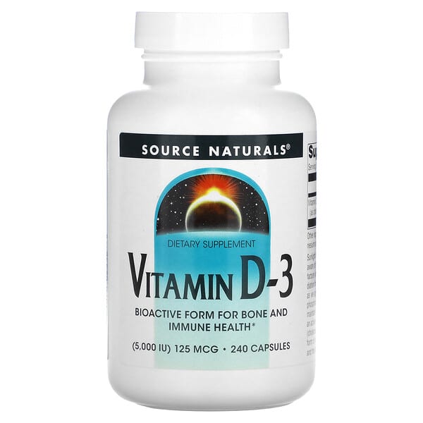 Source Naturals, Vitamin D-3, 5,000 IU (125 mcg), 240 Capsules