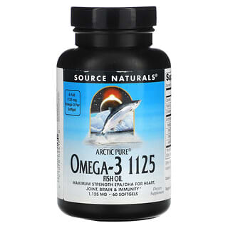 Source Naturals, Arctic Pure, Óleo de Peixe Ômega-3, 1.125 mg, 60 Cápsulas Softgel