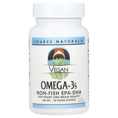 Source Naturals, Vegan Omega-3s Fish-Free EPA-DHA, 300 mg, 30 Vegan Softgels