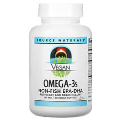Source Naturals, ヴィーガンオメガ3S、魚由来でないEPA（エイコサペンタエン酸）-DHA（ドコサヘキサエン酸）、300mg、ヴィーガンソフトジェル60粒