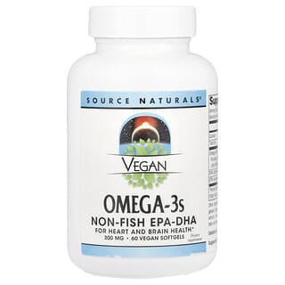 Source Naturals, Веганская Омега 3S, ЭПК-ДГК, 300 мг, 60 веганских мягких таблеток