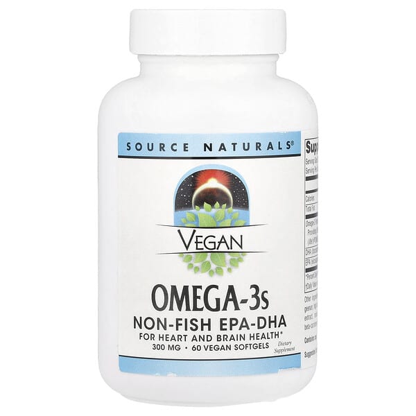 Source Naturals Vegan Omega-3s, Non-Fish EPA-DHA, 300 mg, 60 Vegan Softgels