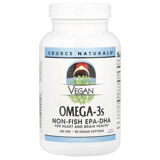 Source Naturals, Wegańskie kwasy omega-3, 600 mg, 90 wegańskich miękkich kapsułek (300 mg na kapsułkę)