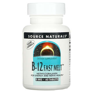 Source Naturals, B12 de fusión rápida, 5 mg, 60 comprimidos