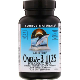 Source Naturals, Arctic Pure, Omega-3 1125 Enteric Coated Fish Oil, 1,125 mg, 60 Softgels