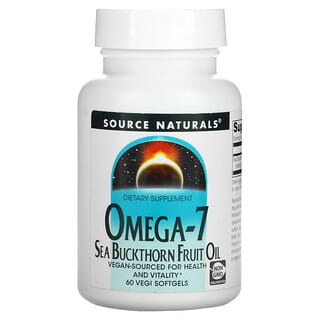 Source Naturals, Omega-7, Масло плодов облепихи, 60 вегетарианских мягких таблеток