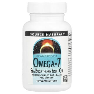 Source Naturals, Omega-7, Масло плодов облепихи, 60 вегетарианских мягких таблеток