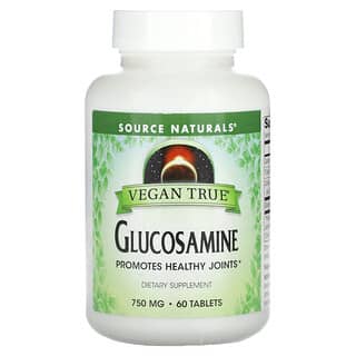 Source Naturals, Vegan True, Glucosamina, 750 mg, 60 comprimidos