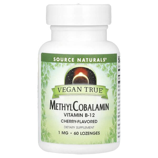 Source Naturals, Vegan True, 메틸코발라민, 체리, 1mg, 사탕 정제 60정