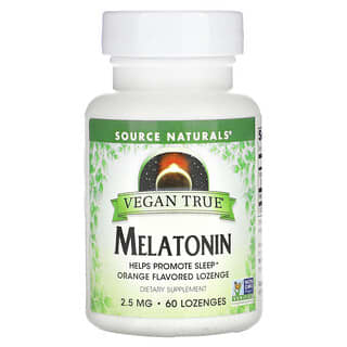 Source Naturals, Vegan True, mélatonine, orange, 2,5 mg, 60 comprimés