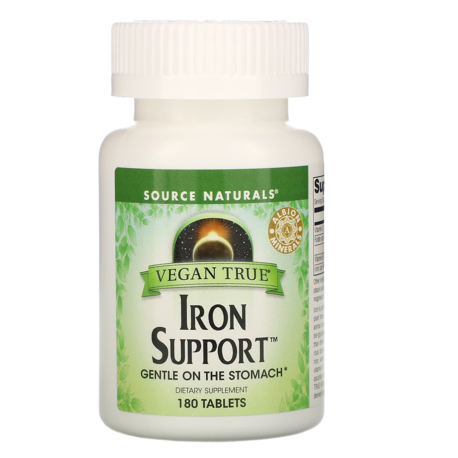 Source Naturals, Vegan True, Iron Support (препарат для поддержания уровня  железа, подходит для веганов), 180 таблеток