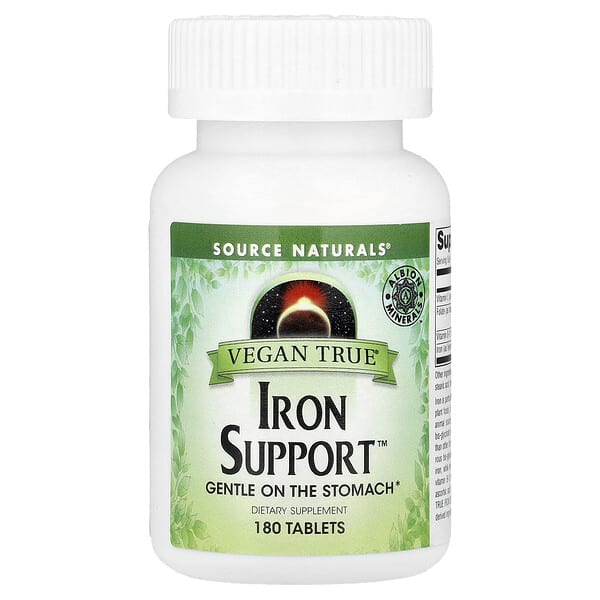Source Naturals, 純素食，鐵補充劑，180 片