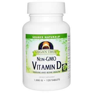 Source Naturals, vegan True, Vitamin D, 1,000 IU, 120 Tablets