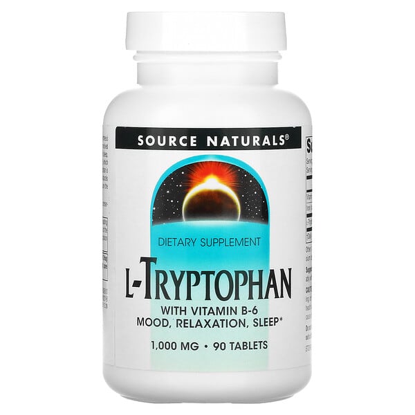 Source Naturals, L-トリプトファン、1,000 mg、90粒