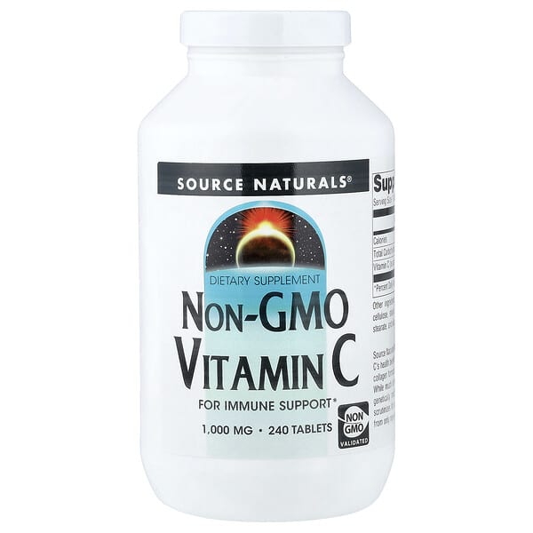 Source Naturals, 유전자 변형 성분 무함유 비타민C, 1,000mg, 240정
