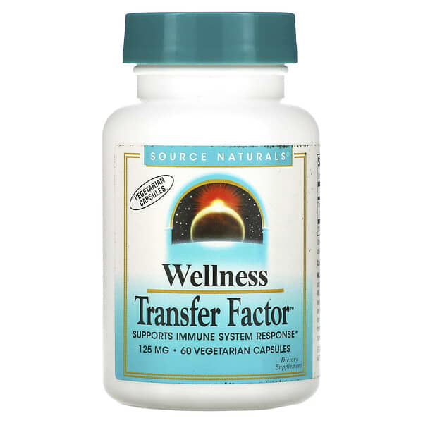 Source Naturals, Wellness Transfer Factor（ウェルネストランスファーファクター）、125mg、ベジカプセル60粒