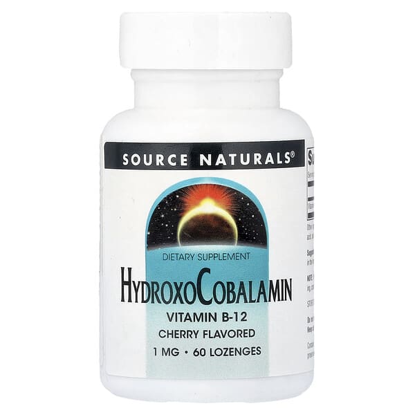 Source Naturals, Hydroxo코발라민, 체리 맛, 1mg, 사탕 정제 60정