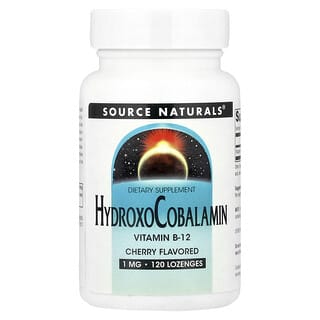 Source Naturals, Гидроксокобаламин, витамин B12, пастилки со вкусом вишни, 1 мг, 120 таблеток