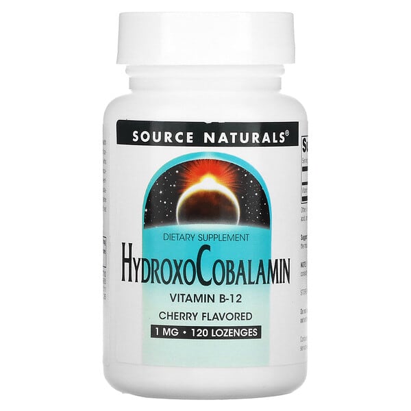 Source Naturals, HidroxoCobalamina, Vitamina B12, Pastilha com Sabor de ...